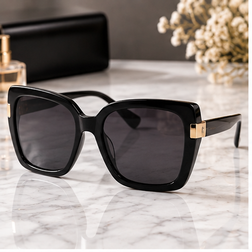 Premium oversized black square sunglasses for women