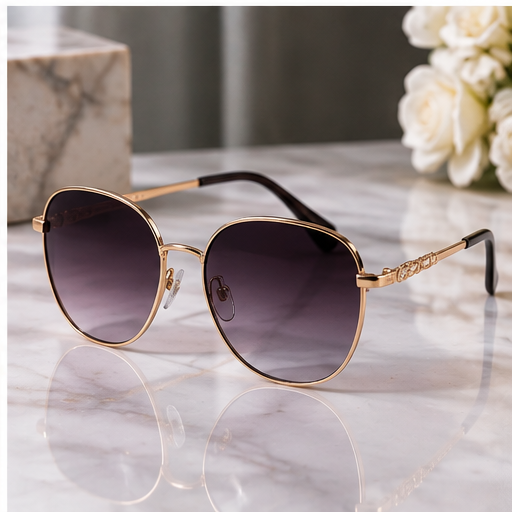 Premium round purple gradient sunglasses for women