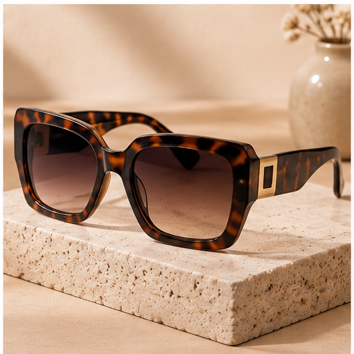 Premium tortoiseshell square sunglasses for women